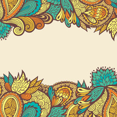 Decorative floral card design, vector template for invitation