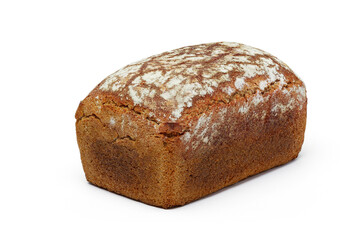 Rye baked homemade sourdough bread isolated on white background. Clipping Path. Full depth of field. Close-up