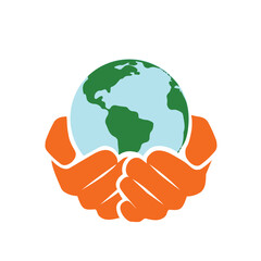 hand hold earth save the planet concept vector illustration EPS10
