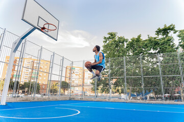 Shirtless Sporty Man Playing Basket