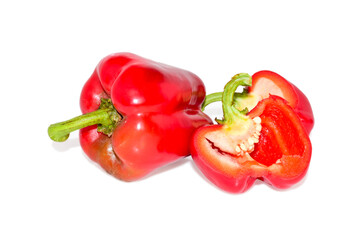 Fresh red bell pepper ( Capsicum ) isolated on white background