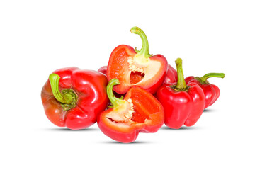 Fresh red bell pepper ( Capsicum ) isolated on white background