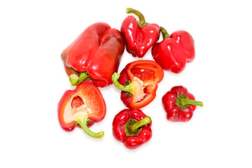 Fresh red bell pepper ( Capsicum ) isolated on white background