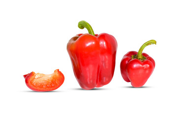 Fresh red bell pepper ( Capsicum ) isolated on white background