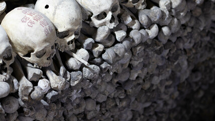 Tomb with skulls, remnants of the war