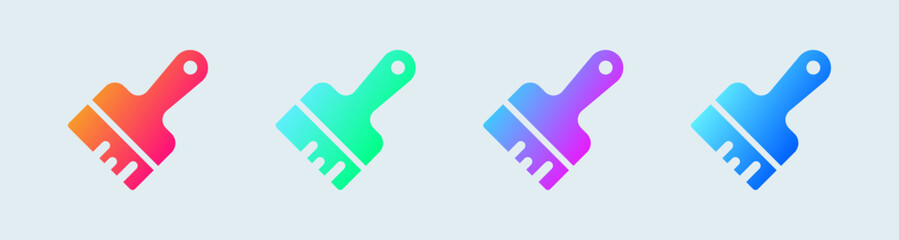 Brush solid icon in gradient colors. Paintbrush signs vector illustration.