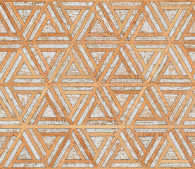 Light  decorative wooden panel. Seamless background of natural wood with repeat geometric pattern. 