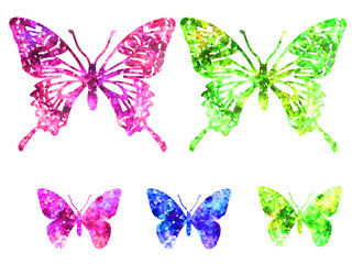 Fototapeta na wymiar 宝石みたいにキラキラした蝶のイラスト