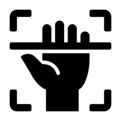 Hand Scanning Glyph Icon Vector