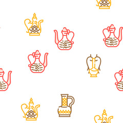 Arabic Jug Traditional Container vector seamless pattern thin line illustration