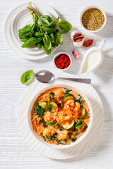 Creamy Tomato Soup with ground Chicken and veggies