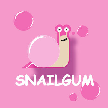 Illustration of Pink snail in gum style