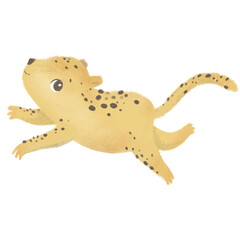 Leopard illustration. Hand drawn adorable leopard. Boho animal. Spotted jaguar