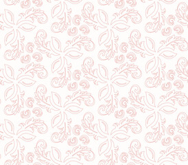Floral vector ornament. Seamless abstract classic background with flowers. Pink and white pattern with repeating floral elements. Ornament for wallpaper and packaging