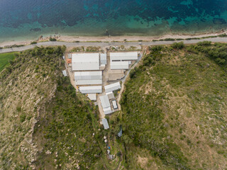 Aerial view of an infrastucture at seaside. Climate change concept