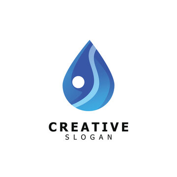 Vector logo illustration water gradient colorful style.