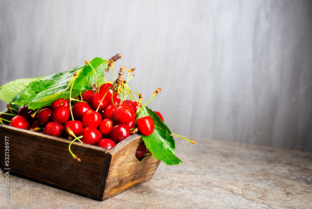 Canvas Prints fresh cherries in bowl on table