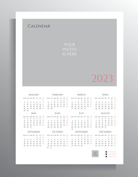 Calendar for 2023. Vector template with place for your photos.