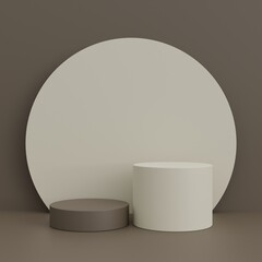 Minimal cylinder podium pedestal product display and presentation with pastel background 3d rendering