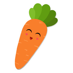 Cute cartoon carrot, vector, kawaii illustration