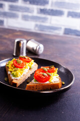 healthy breakfast toast with avocado smash