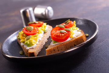 healthy breakfast toast with avocado smash