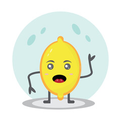 cute lemon cartoon character mascot vector illustration happy emotion