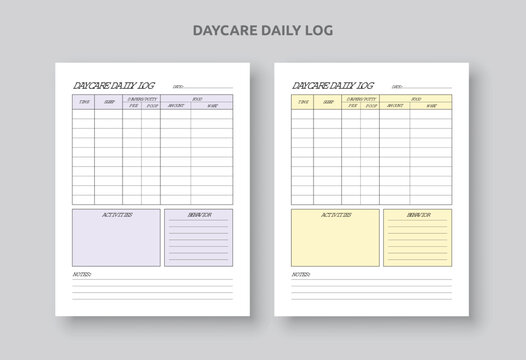 Daycare daily log, Baby's Daily Log Book, Daily Log For Baby - Powered by Adobe