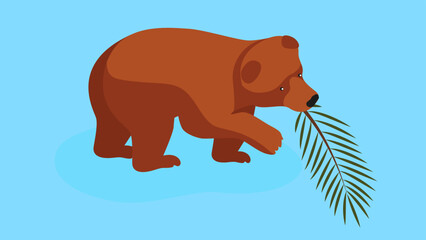 bear with a branch in his mouth
