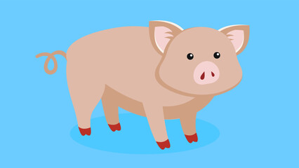 pig on a blue background
