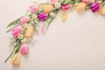 spring flowers on white background