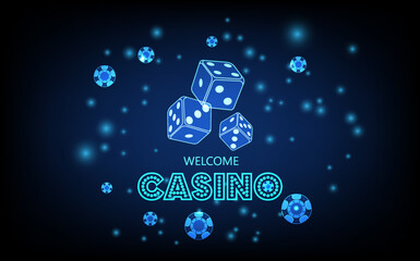 Obraz na płótnie Canvas Casino and betting background, Game dices, futuristic digital innovation background vector illustration.
