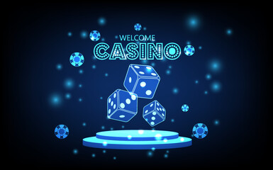 Casino and betting background, Game dices, futuristic digital innovation background vector illustration.