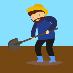 man digging the ground with a shovel