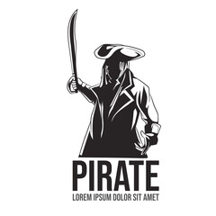 Vector cartoon style pirate. White background. silhouette Vector illustration