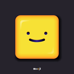 Square 3d Emoticon. Yellow Emoji faces emoticon smile, digital smiley expression emotion feelings, chat cartoon emotes. Vector illustration icon on yellow background