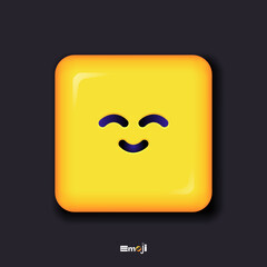 Square 3d Emoticon. Yellow Emoji faces emoticon smile, digital smiley expression emotion feelings, chat cartoon emotes. Vector illustration icon on yellow background