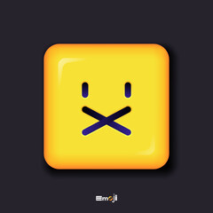 Fototapeta premium Square 3d Emoticon. Yellow Emoji faces emoticon smile, digital smiley expression emotion feelings, chat cartoon emotes. Vector illustration icon on yellow background