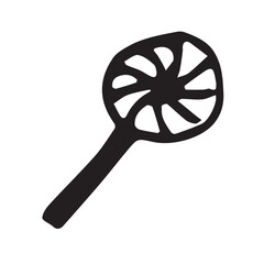 Illustration of sweets in black on a white background. Halloween candy