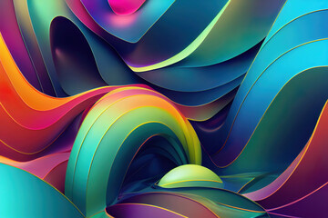 Colorful abstract shapes graphic background, 3d render, 3d illustration