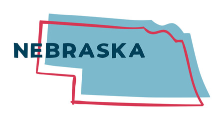 Nebraska US State. Sticker on transparent background