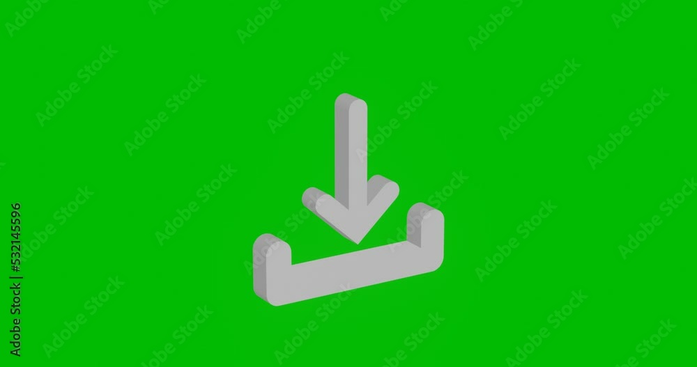 Poster animation of rotation of a white download symbol with shadow. simple and complex rotation. seamless 