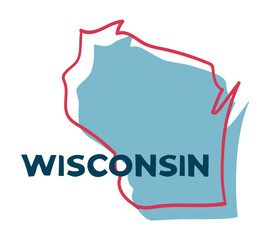 Wisconsin US State. Sticker on transparent background