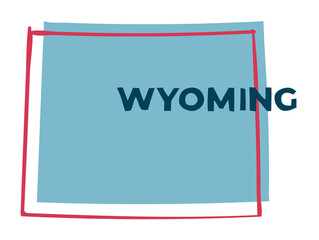 Wyoming US State. Sticker on transparent background