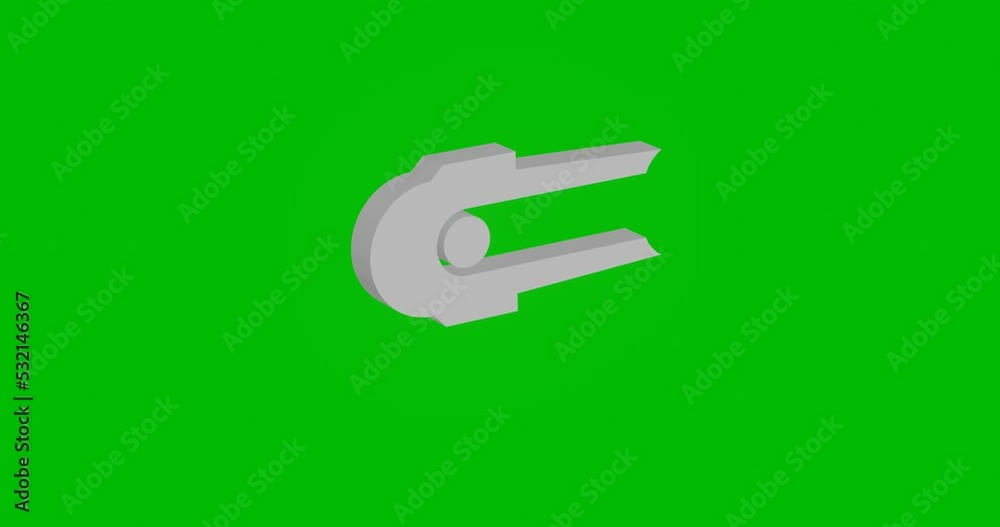 Poster animation of rotation of a white solo bobsleigh symbol with shadow. simple and complex rotation. sea