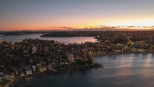Manly Nightscape Sydney Australia Hyperlapse view in 4K Stunning Sunset Beautiful Beach