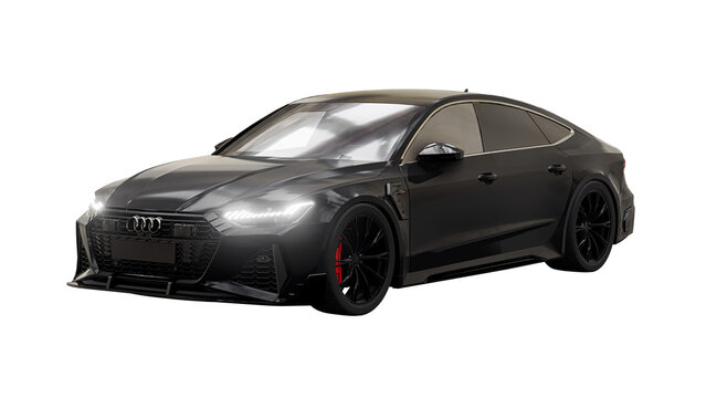 Berlin. Germany. September 21, 2022. Audi RS7-R Abt 2021. ultra sports tuned liftback on a white isolated background. 3d illustration.