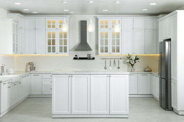 Luxury kitchen interior with new stylish furniture