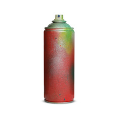 Used can of spray paint on white background