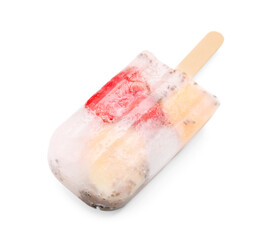 Tasty refreshing berry popsicle isolated on white